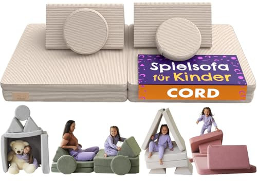 Milula Studios Spielsofa für Kinder Cord - Kindersofa mit Cord Bezug & Schlaffunktion - Fancy Spielsofa Schaumstoff Bausteine - Kinder Sofa Aufregender Indoor Spielplatz - Kindercouch & Kuschelecke