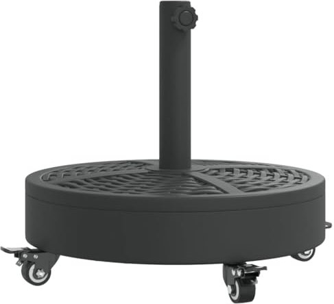 vidaXL Base de sombrilla Redonda con Ruedas para Palo Ø38/48 mm 27 kg, Base de Paraguas, Soporte de Parasol, Soporte de sombrilla de jardín