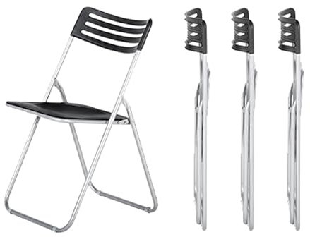 Liink1Ga Klappstuhl Gartenstühle 4er Set, Campingstuhl Faltbarer Campingstühle Klappstuhl Konferenzstuhl Besucherstuhl Garten Camping Stuhl bis 150 kg,Kunststoffsitz und Metallrahmen,Schwarz&Silber