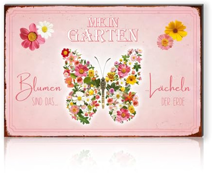 Finest Folia Gartenschild 30x20cm Alu Verbundplatte UV Druck Deko Garten Schild Dekoration Sprüche für den Außenbereich mit Spruch wetterfest RV001 (Motiv 09)