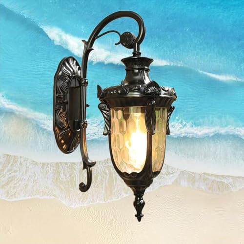 Chao Zan Außenlampe Außenlampe Wand E27 Wandleuchte Außen IP65 Wasserdicht Wandlampe Aussen Schwarz Ausenbeleutung Hauswand Innen Laterne Aluminium Glas Metall Wandstrahler Veranda Villa Garten Hof