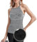 ANYFITTING Damen Pailletten Tops Ärmellose Neckholder Camisole Tops mit Integriertem BH Cami Bluse BH Hemden für Damen Geripptes Funkelndes Silber M