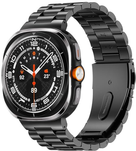SUNDAREE Compatibile con Cinturino Samsung Galaxy Watch Ultra 47MM,No Gap Uomo Donna Metallo Acciaio Orologio Cinturini Ricambio Smartwatch Band per Galaxy Watch Ultra SM-L705,Nero