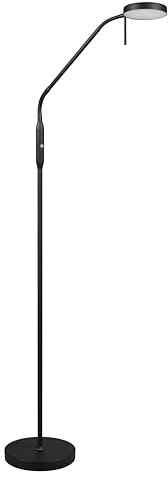 Reality Leuchten Lampadaire LED MORENO R44561132, Métal Noir mat, LED 3 Watt, Batterie avec station de charge, Capteur Variateur, Couleur de la lumière réglable