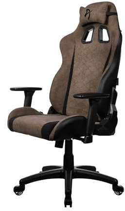 Arozzi Avanti Soft Fabric Durable Upholstery Ergonomic Office and Gaming Chair with High-Level Features Like 3D Armrests and a Pro Mechanism Along with Soft Neck & Lumbar Support Pillows - Brown