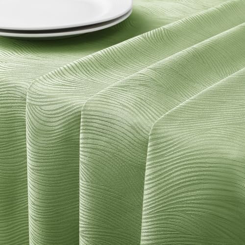 Softalker Sage Green Table Cloth Wipe Clean,Jacquard Tablecloths Rectangular 140x180 Water Resistant,Wipeable Table Cloths Dining Table Cover Decorations Indoor Outdoor Garden Spring Summer,55x70 inch