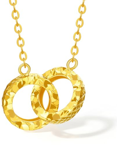 ZHOU LIU FU 18K Gold Chain Kette infinity Charm 750er Gelbgold Anhänger Halskette Link Schmuck für Herren Damen Mutter Paar Geschenke Valentinstag Jahrestag Geburtstag 45cm