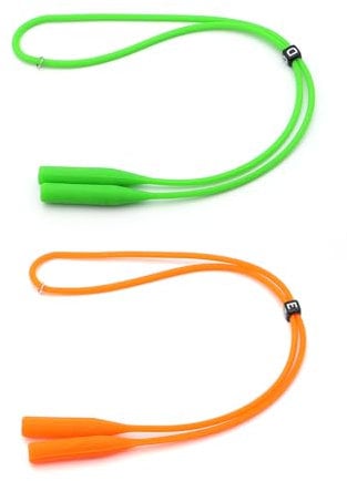 Meiyea 2 Pcs Silicone Eyeglass Chain Waterproof Eyeglass Frame,Sunglasses Chain For Boys and Girls-Orange+Green