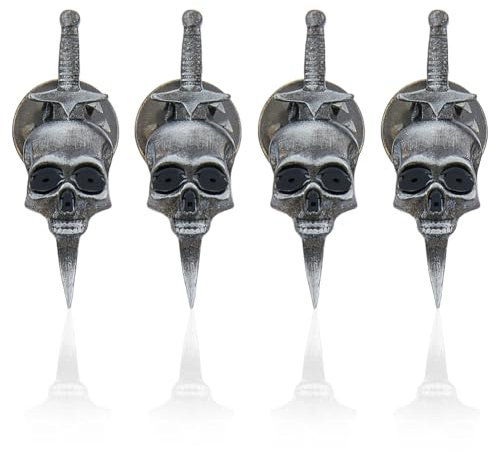 SUPERFINDINGS 4Pcs Broche tête de Mort Gothique Broche Gothique Vintage avec tête de Mort et poignards Broche tête de Mort Style Punk Broche tête de Mort en Alliage Épingle de Poitrine de Squelette