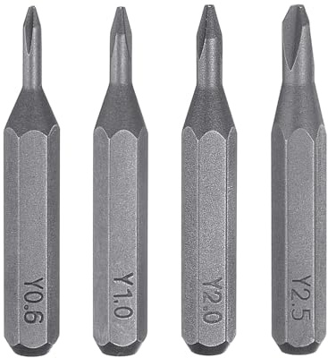 sourcing map 4pcs Y0.6-Y2.5 Tri Wings Screwdriver Bit Set 5/32 Hex Shank 28mm S2 Steel Magnetic 3 Point Y-Shaped Head Hex Screw Driver Bits for Impact Electric Screw Driver Power Tool