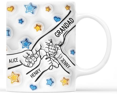 Personal Chic Personalised Mug Grandad, Daddy Holding Hands - Personalised Gifts, Daddy Mug, Grandad Personalised Gifts, Dad Gifts from Kids (Model #5)