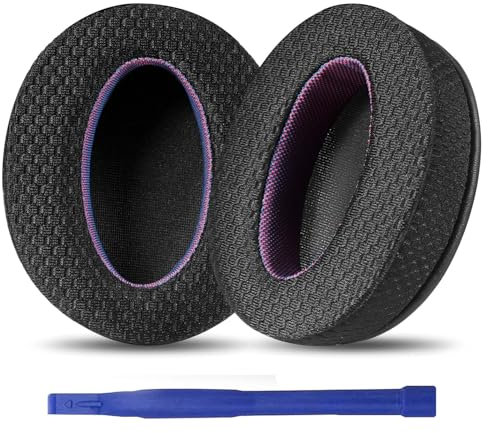 Adhiper Cuscinetti auricolari di ricambio per Sony WH-XB900N, WH-CH720N, WH-CH710N, WH-CH700N, MDR-RF895RK, auricolari con tessuto a rete migliorato e schiuma confortevole, colore nero e viola