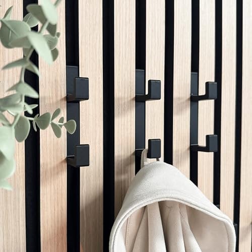 Generisch Garderobenhaken für Akustikpaneele ohne bohren [ECK] - Mit Click System (Doppel Haken, 3)