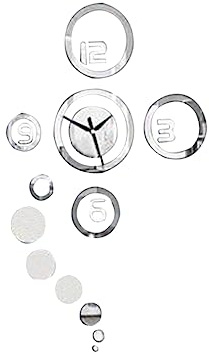 Selbstgemacht Acryl Spiegeluhr als 3d Spiegel Wandaufkleber Silber Vinyl | Abnehmbar, Wiederverwendbar und Leicht Anzubringen, für Küche und Esszimmer, Moderne Wanddekoration