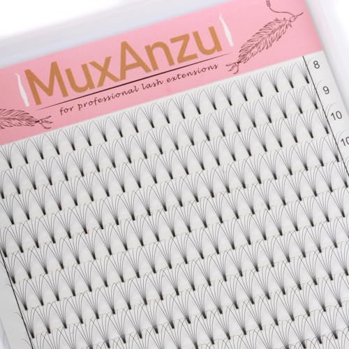 MuxAnzu Eyelash Extension 3D/4D/5D/6D Short Stem Ultra Dark Black Premade Fans lash Extensions Supplies for Salon Makeup (5D 0.10 C 8-15MIXED)