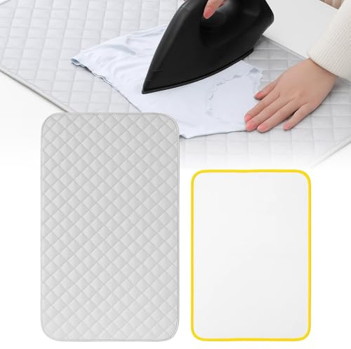 Bügelmatte Set, 85cm*48cm, Bügelunterlage für Tisch mit Hitzebeständiger Bügeldecke, Kompakte Bügelbrett Klein für Reisen, Studenten Und Kleine Wohnungen, Ideal für Empfindliche Möbel Und Kleidung