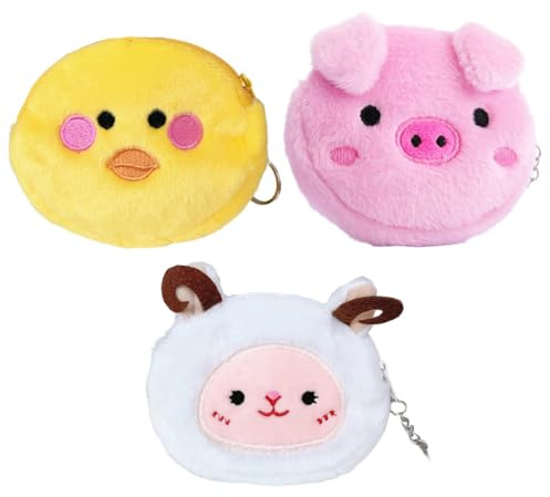 COYUN 3 Pcs Mini Porte Monnaie Fille Enfant En Peluche Mignon Petit Pochette Portefeuille Avec Fermeture Eclair, Coin Portes Monnaie En Forme De Avocat Mini Sac De Rangement Pour Femmes Filles Ranger