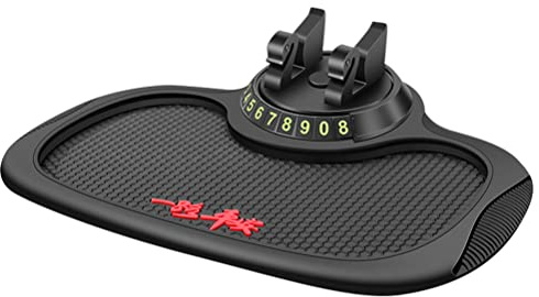 Keenso Car Anti Slip Mat Phone Holder, 360 Degree Rotating Phone Holder Dashboard Mat with Number Plate Hider for All Types of Cars SUVs Trucks (Non-slipmatblackedge-withhiddennumberbracket)