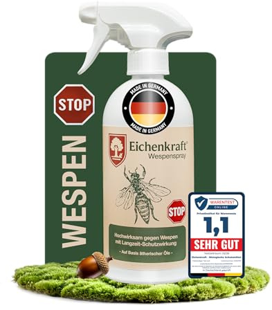 Wespenspray gegen Wespen Anti Wespen Spray Wespenabwehr Geraniol 500 ml | Für Haus, Garten, Terrasse, Balkon, Rollladenkasten, Garage & Nestbereiche, gezielte Sprühanwendung, BAuA registriertes