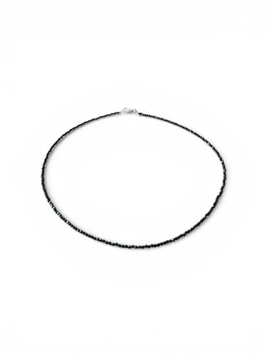 Steinfixx Turmalin (Schörl) Perlenkette I Perlen 2mm facettiert I Länge 45cm I starker Schutzstein I handgefertigt I elegant I Brasilien I AAA-Qualität I Geschenkverpackung