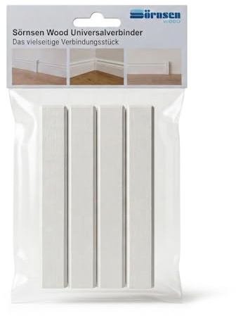 Sörnsen Wood 4× Eckturm Weiß – lackierte Innen- & Außenecken für Sockelleisten – Verbinder, Endkappe & Abschluss – aus Massivholz, passend für RAL9016 – Maße 18x18x120 mm
