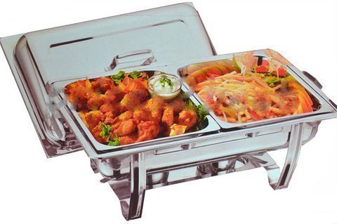 DOUBLE DELUXE CHAFING DISH SET FOOD WARMER BUFFET 2 FOOD PANS FUEL GEL TWIN NEW