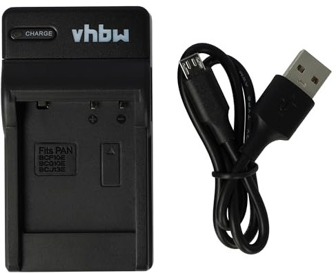 vhbw USB Chargeur de Batterie USB Compatible avec Panasonic Lumix DMC-ZS15, DMC-ZS20, DMC-ZS6, DMC-ZS8, DMC-ZX1, DMC-ZX3, FMC-ZS7, FMC-ZX1