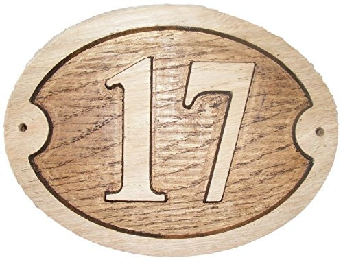 FastCraft OVAL NATURAL OAK WOODEN HOUSE DOOR NUMBER 7 x 6 DEEPLY EMBOSSED ENGRAVED NATURAL WOOD SURFACE SIGN PLAQUE HOUSE WARMING GIFT (175 x 150mm) UK (17)
