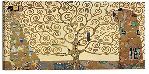 LuxHomeDecor Gustav Klimt L'Albero della Vita 100x50 cm Quadro Stampa su Tela con Telaio in Legno