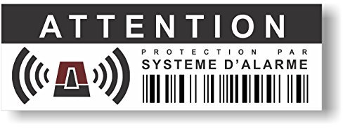 Autocollants dissuasifs contre les effractions et vols - Protection par système d'alarme - Dissuasif même sans alarme installée - Lot de 12 - Dimensions 10,5 x 3,5 cm