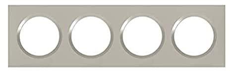 Legrand - Plaque carrée dooxie 4 postes finition plume mat avec bague plume brillante (gris)