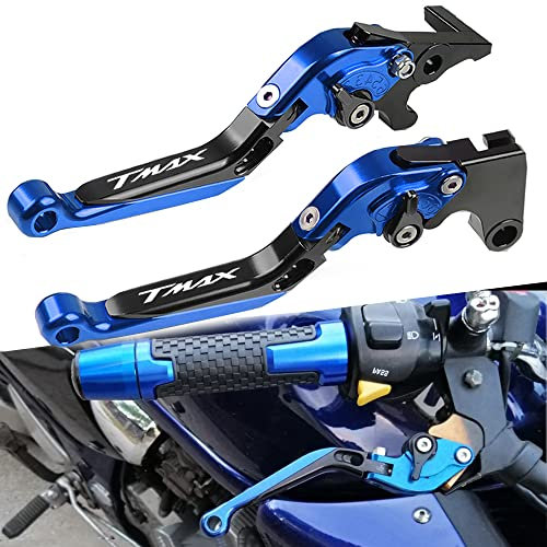 Adjustable Moto Leviers d'embrayage de Frein CNC pour T-Max 530 500 2008-2016 Tmax 530 SX DX 2017 2018 2019 TMAX 560 2020 (Bleu/Noir)