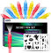 QBIX UV-Stift mit Lampe im 9er Pack, Geheimstifte in 3 unterschiedlichen Farben, Spion Kugelschreiber mit Licht, Zauberstifte Kinder für unsichtbares Schreiben inkl. 5 Schablonen