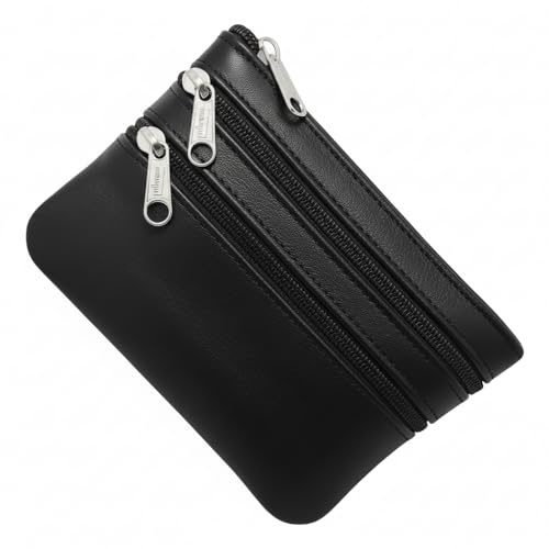 FIONCCI Portafoglio Donna Vera Pelle Piccola con Cerniere - Porta carte di credito Portafoglio, Nero , Taglia unica, Contemporaneo