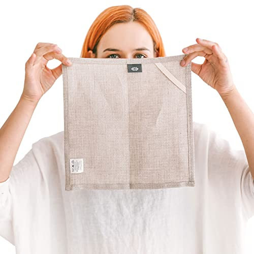 Thing Stories Waschlappen für Ihr Gesicht – Waschlappen aus reinem 100% Flachs Leinen – 4er-Pack 25,4 x 25,4 cm Leinen-Waschlappen – Naturfaser-Waschkleidung für Badezimmer – Leinen-Gesichtshandtuch