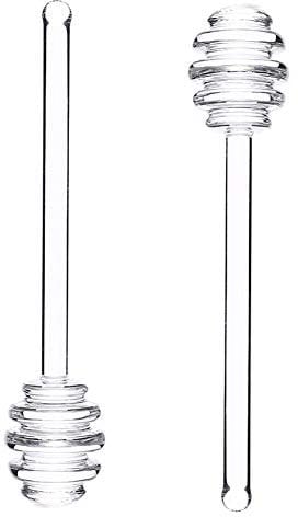 2 Pcs 5.9 inch Glass Honey Dipper Sticks Honey Mixing Stirrer Honey Spoon Honey Wand Wedding Party Favors