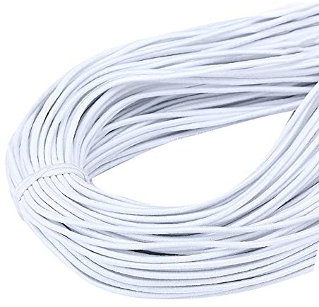 WEDSA 2mm * 45M Bunte Runde Gummiband Hochelastisches Seil Gummibänder Stretch Seil DIY Handwerk Nähzubehör-Weiß