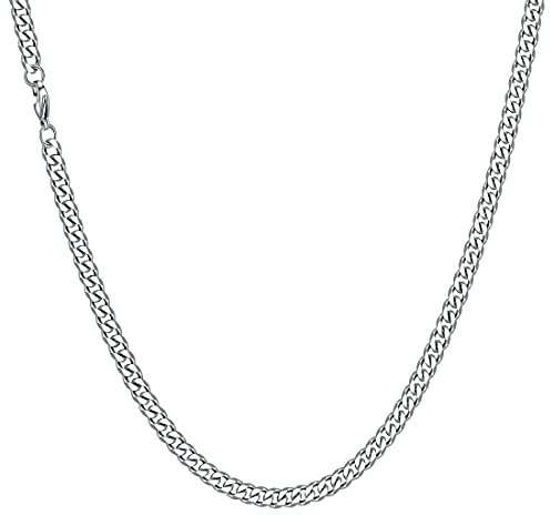 HSWYFCJY Männer Ketten Halskette 6MM/9MM kubanische Kette Herren Silber Kandare Kette Halsketten robuste kubanische Gliederkette Halskette Edelstahl, 6mm 20inch