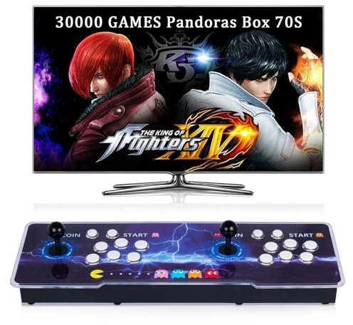 RegiisJoy Pandora's Box 70S Console de Jeu Rétro 30 000 en 1 Pour PC, Projecteur et TV, 2 à 4 Joueurs, 1280 x 720, Jeux 3D, Recherche/Cache/Enregistrement/Chargement/Pause, Liste des Favoris