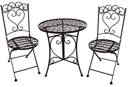 HTI-Line Tischgruppe Curly Sitzgruppe Metall Garten Nostalgisch Braun