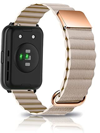 Leder Armband Kompatibel mit Huawei Watch Fit 2 Armband Ersatz Magnetische Für Herren Damen Classic Active Uhrenarmband Für Huawei Watch Fit 2 (Khaki)