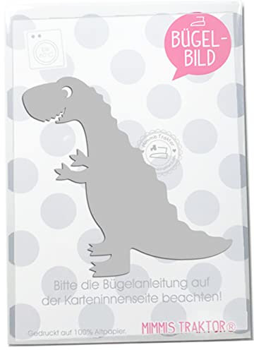 Bügelbild Reflektor Dino T-Rex Dinosaurier 10 cm SILBER reflektierend Aufbügler Applikationen Bügelsticker für Stoffe Textilien Kinder zum Aufbügeln Flicken