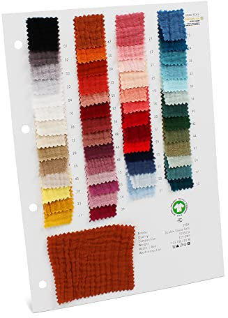 VmG-Store Double Gauze Musselin Stoff Tex zertifiziert Uni Meterware über 40 Farben 100% Baumwolle (Musterkarte)