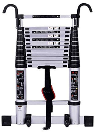 Multifunction Telescoping Ladder,Aluminum Alloy Single-Sided Straight Ladder with Hook Engineering Ladder Household Ladder,Suitable for Indoor and Outdoor Safety Telescopic Ladders,3.5M,3.5M needed