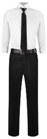 Dmspace Chainsaw Man Denji Cosplay KostüM Mit Krawatten Hose GüRtel Anime Uniform KostüM Halloween Weihnachten Karneval Unisex KostüM