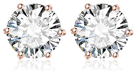 JewelryPalace Rund 6ct Moissanite Ohrstecker Silber 925 Damen, Simulierter Diamant Braut Schmuck Set, Ohrringe Silber Mädchen Edelstein,Ohrstecker Silber Klein mit Stein Geschenk Frauen Rosegold