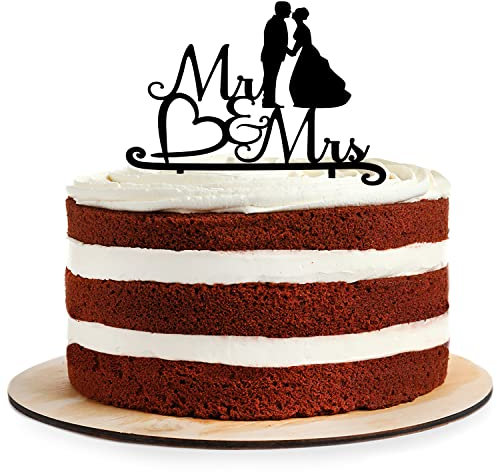 Cake Topper aus Acryl zur Hochzeit | Verlobung | Mr & Mrs | Kuchendeko Tortenstecker | schwarz | Kuchendekoration und Tortenschmuck | Hochzeitsgeschenk |100% Made in Germany
