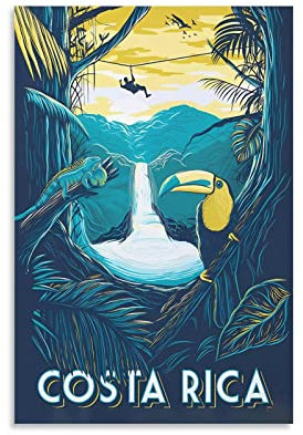 ROBLUX Costa Rica Vintage Reiseposter Landschaft 60 x 90 cm Wandkunstdruck Leinwandkunst Poster Moderne Familie Schlafzimmer Dekor Poster