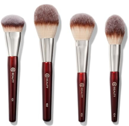 BK BEAUTY Essentials Face Brush Set (4PC), 100% Cruelty-free, Vegan, Softest Makeup Brush Set with 4 Face Brushes