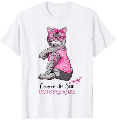 Cancer du Sein Octobre Rose Ruban Femme Sensibilisation T-Shirt